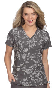 1029PR Early Energy Top — Heather Grey Botanical Burnout
