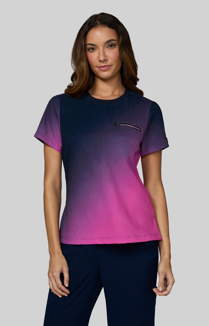 1144PR Maya Top — Ripstop Ombre Navy/Hibiscus