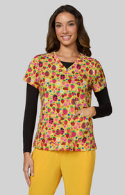 384PRA Leslie Top — Strawberries and Ladybugs
