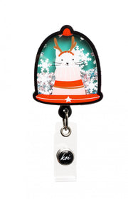 A156A Shaker Badge Reel — Winter Cat