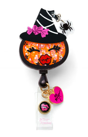BA156 Retractable Badge Reel — Witch Pumpkin