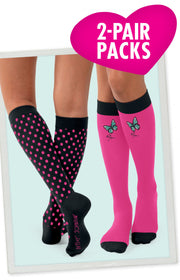 BA179 Compression Socks 2-pac — Polka Butterfly