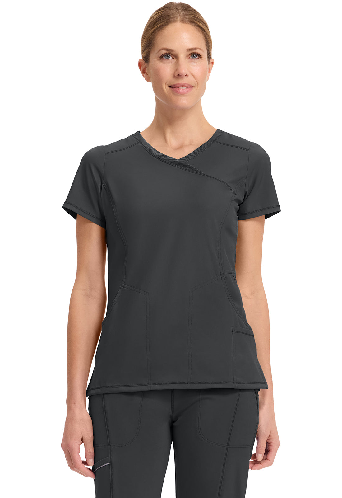 CHEROKEE 2625A Mock Wrap Top — Black