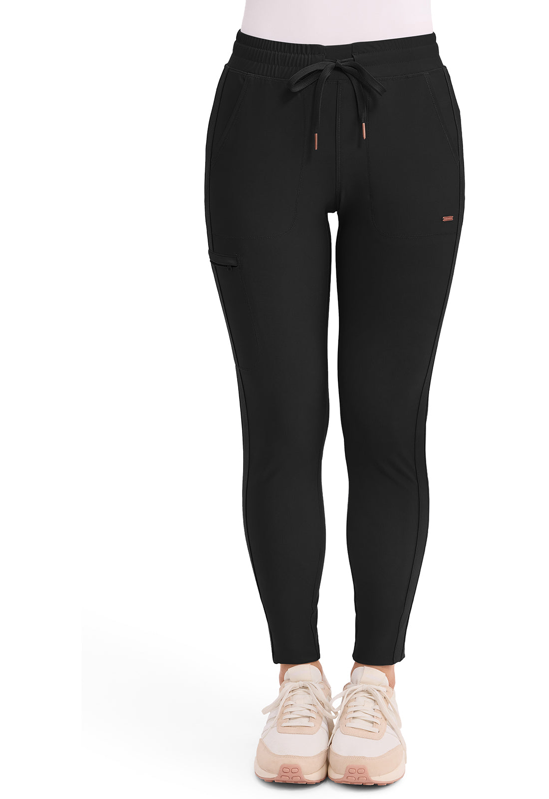 CHEROKEE CK095 Mid Rise Tapered Leg Drawstring Pant — Black