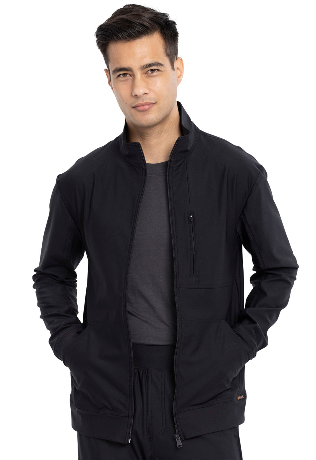CHEROKEE CK399 Men's Zip Front Jacket — Black