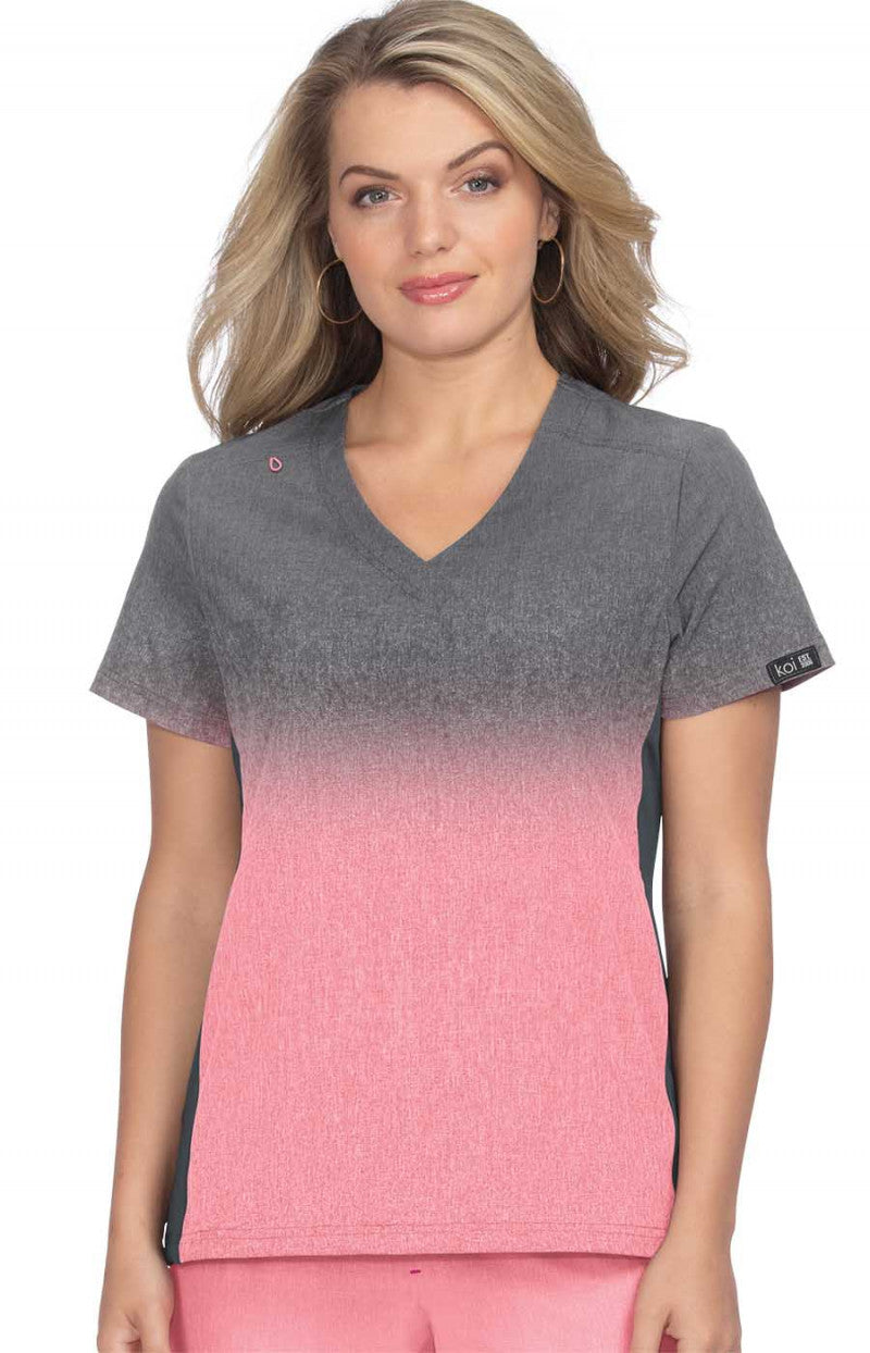 1031PR Cali Top — Charcoal Heather Soft Pink Ombre