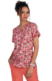 1122PRA Rosalie Top — Flamingo and Flowers