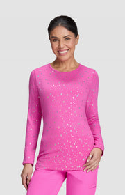 167PR Tessa Tee — Hibiscus Pink Iridescent Twinkle Pattern