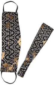 A162 Fashion Mask + Headband Set — Art Deco Vine Foil