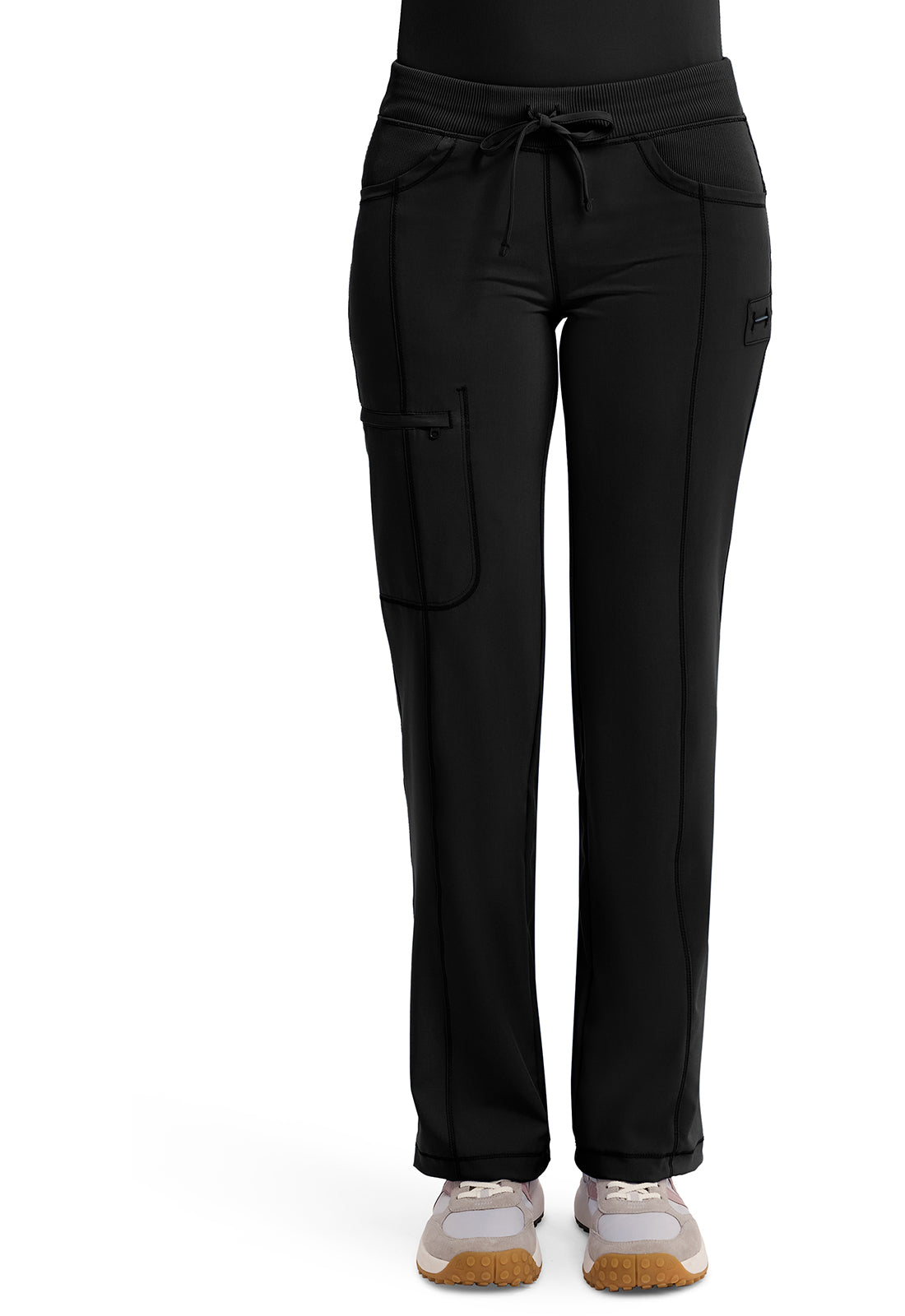 CHEROKEE 1123AT Straight Leg Drawstring Pant — Black