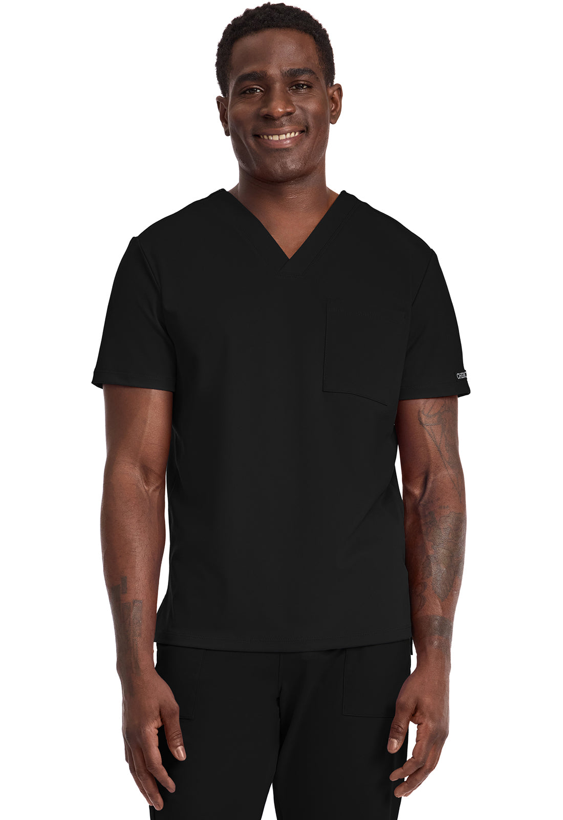 CHEROKEE CK834 Men's 1-Pocket Tuck-In Top — Black
