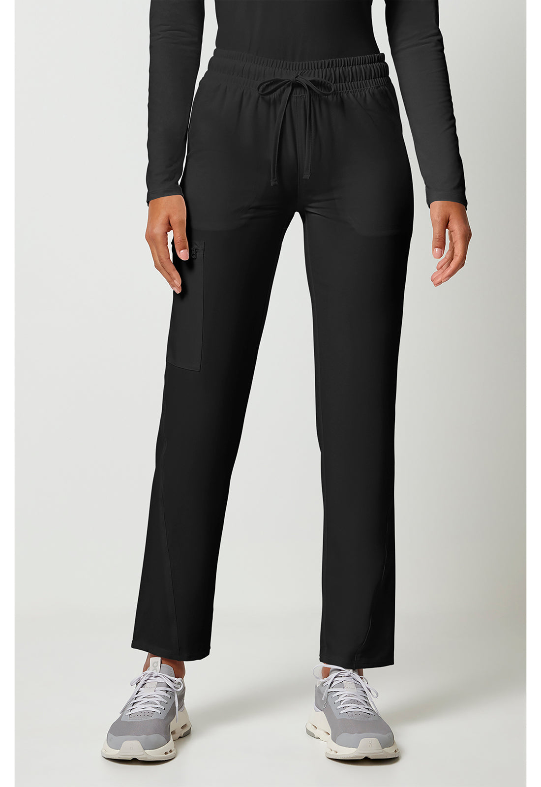 CHEROKEE CKA184 Mid Rise Drawstring Tapered Leg Pant — Black