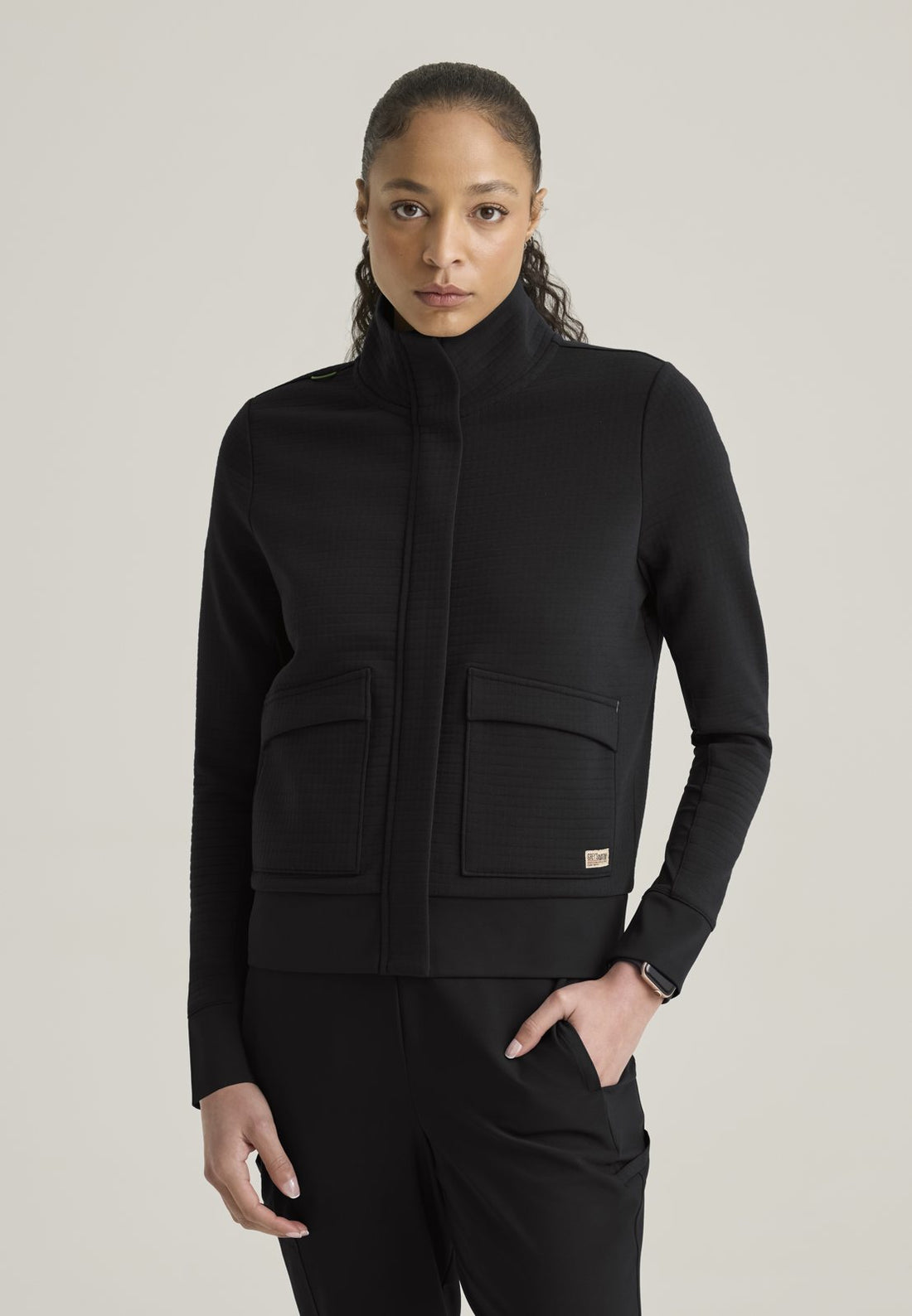 GSSJ943 Regina Waffle Jacket — BLACK