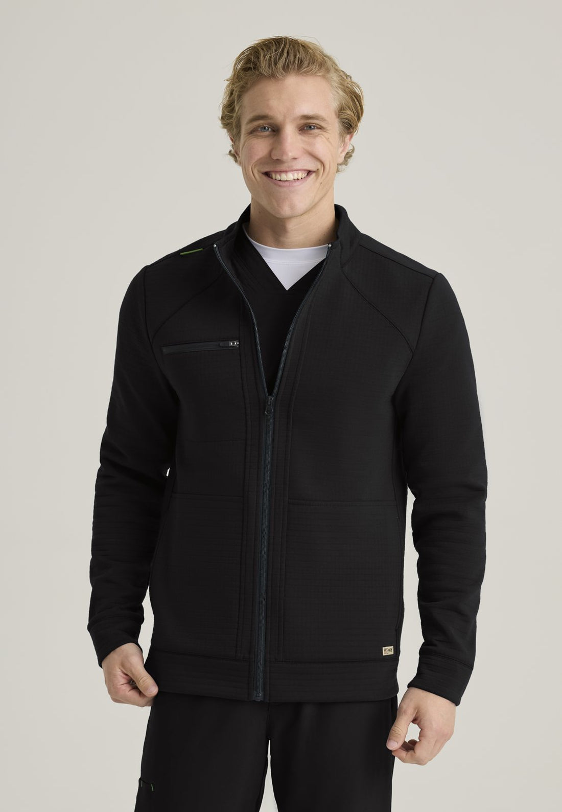 GSSJ944 Ron Waffle Fleece Jacket — BLACK