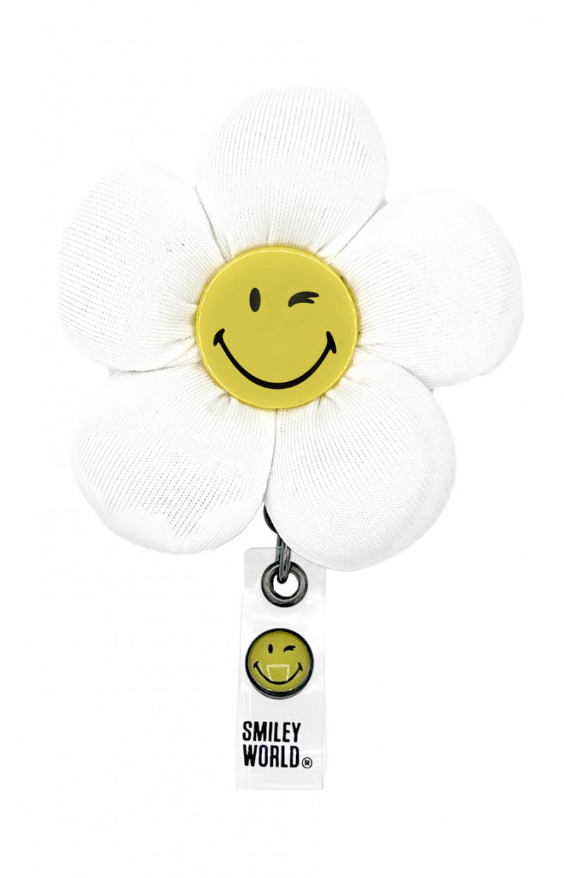 SA109 Badge Reel — Flower Smiley Puffer